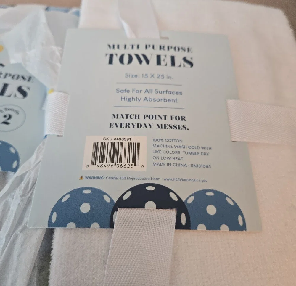 Pickleball Multi-Purpose Cotton Towels 4 Towels Total (2 Packs of 2) 15